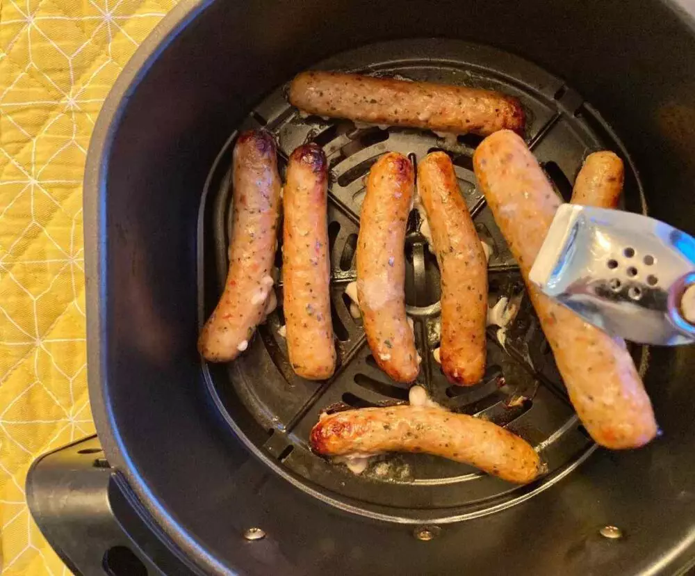 Turning frozen chicken sausages