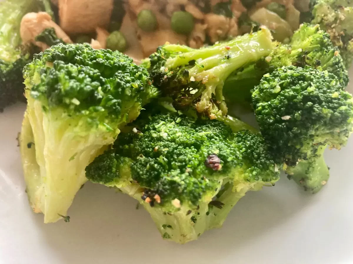 Air Fried Frozen Broccoli Served